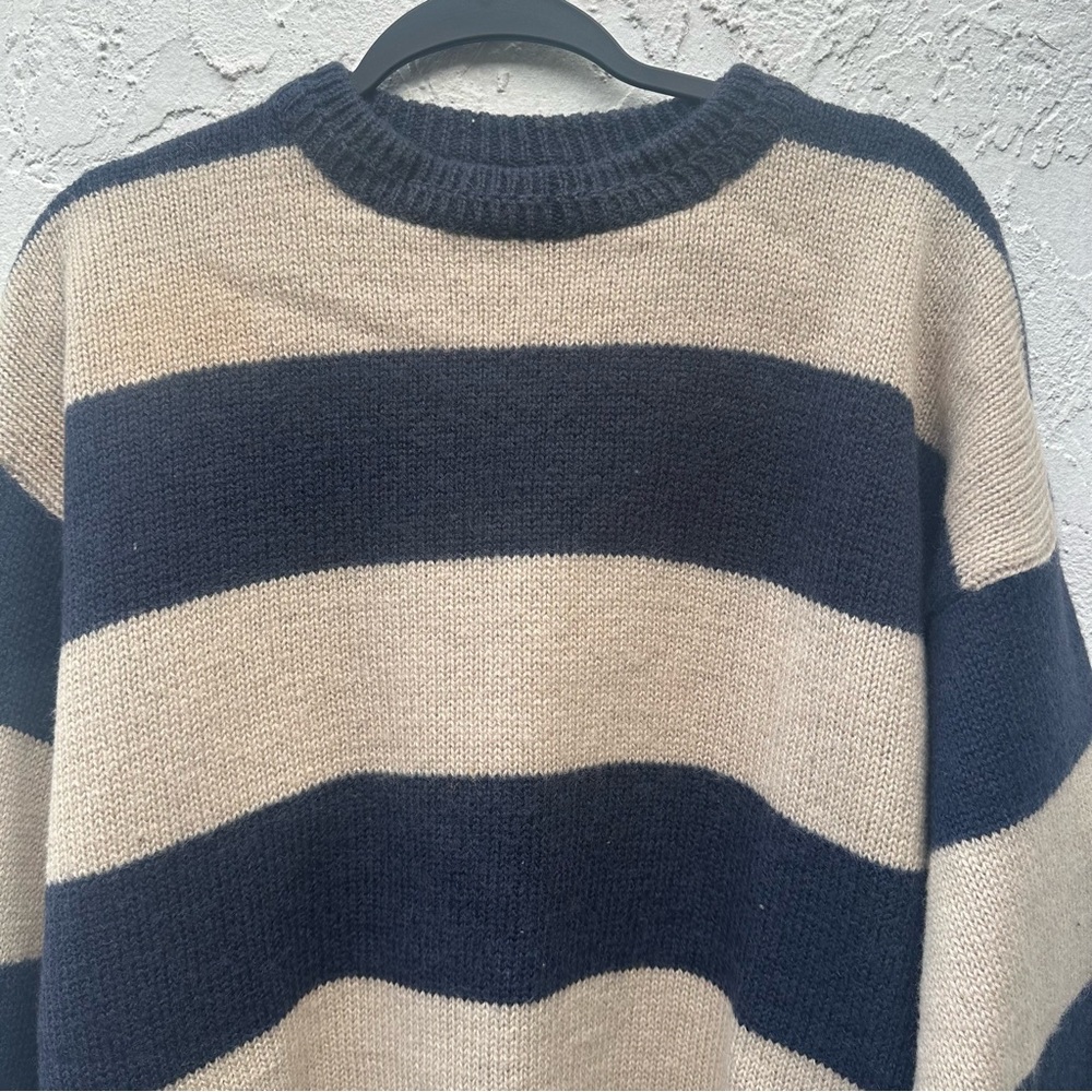 BOSTON TRADERS Sweater Men XL 100% Wool Stripe Rugby Crew Preppy - Picture 2 of 5